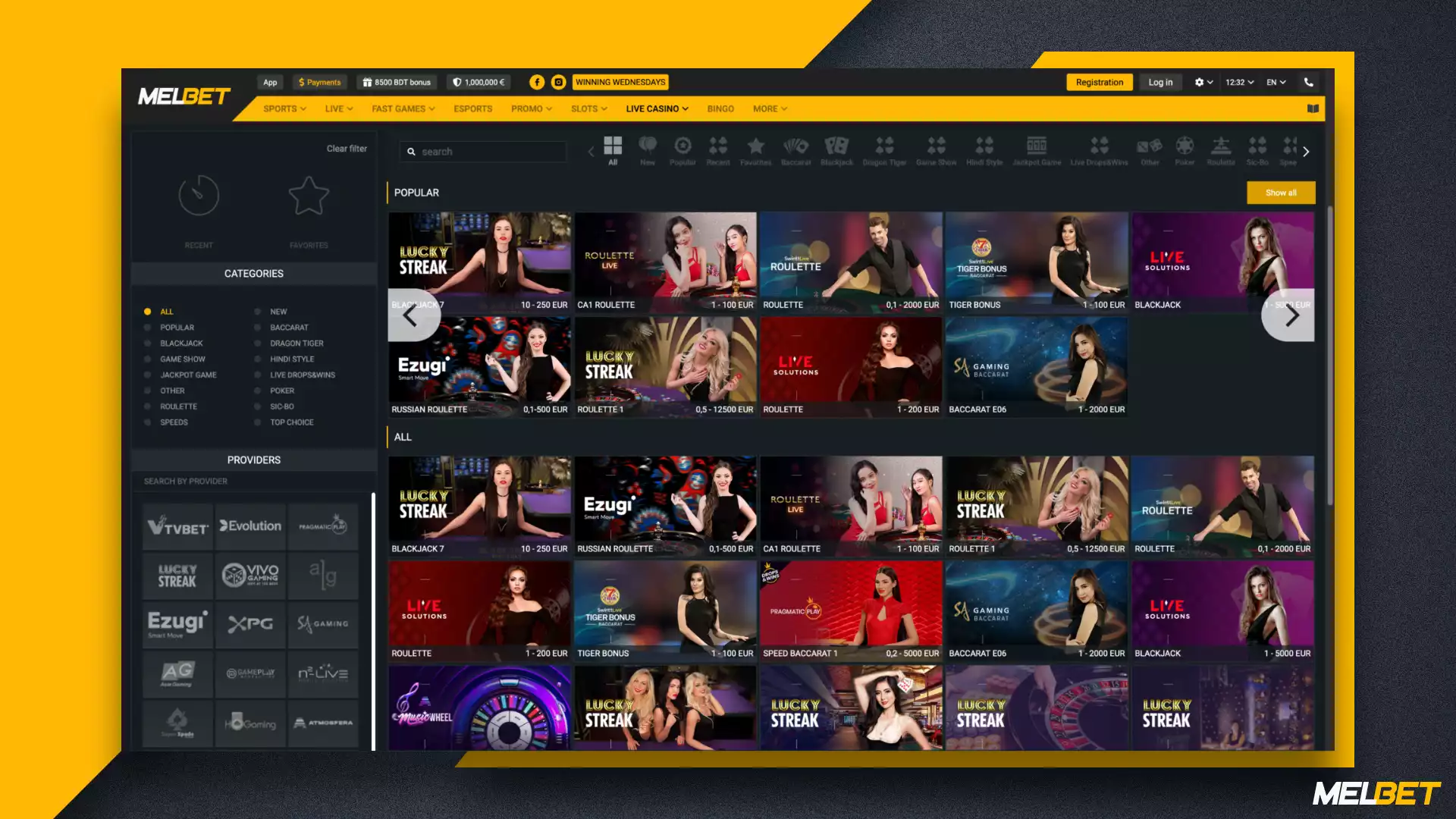 Lista de jogos populares no casino online Melbet